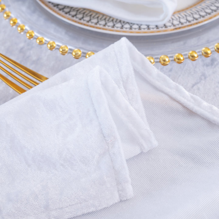 90"x132" Seamless Rectangular Ice Crushed Velvet (200 GSM) Tablecloth - White (1pc)