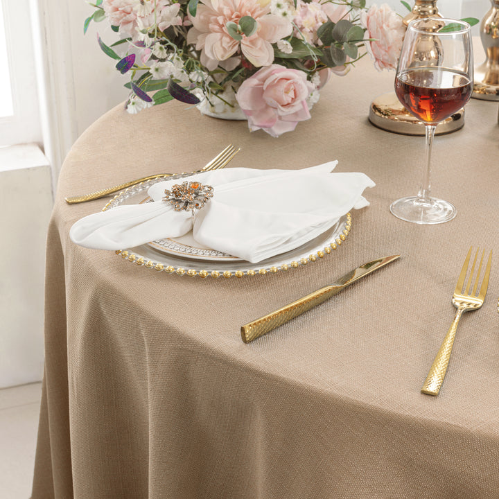108" Seamless Round Rustic Panama Linen Tablecloth - Champagne (1pc)