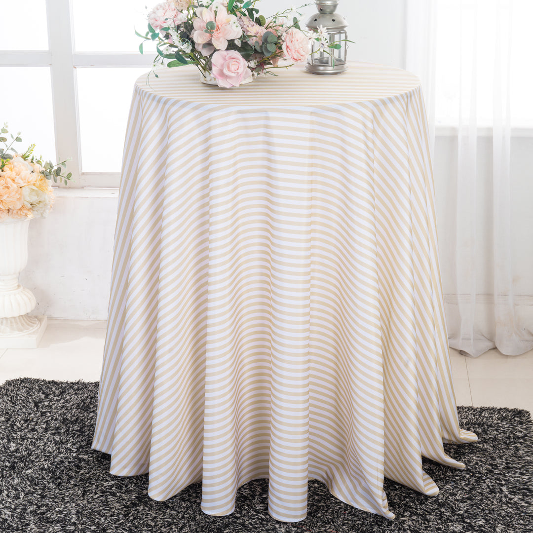 120" Seamless Round Seersucker Polyester Tablecloth - Champagne (1pc)