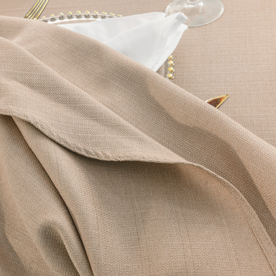 108" Seamless Round Rustic Panama Linen Tablecloth - Champagne (1pc)