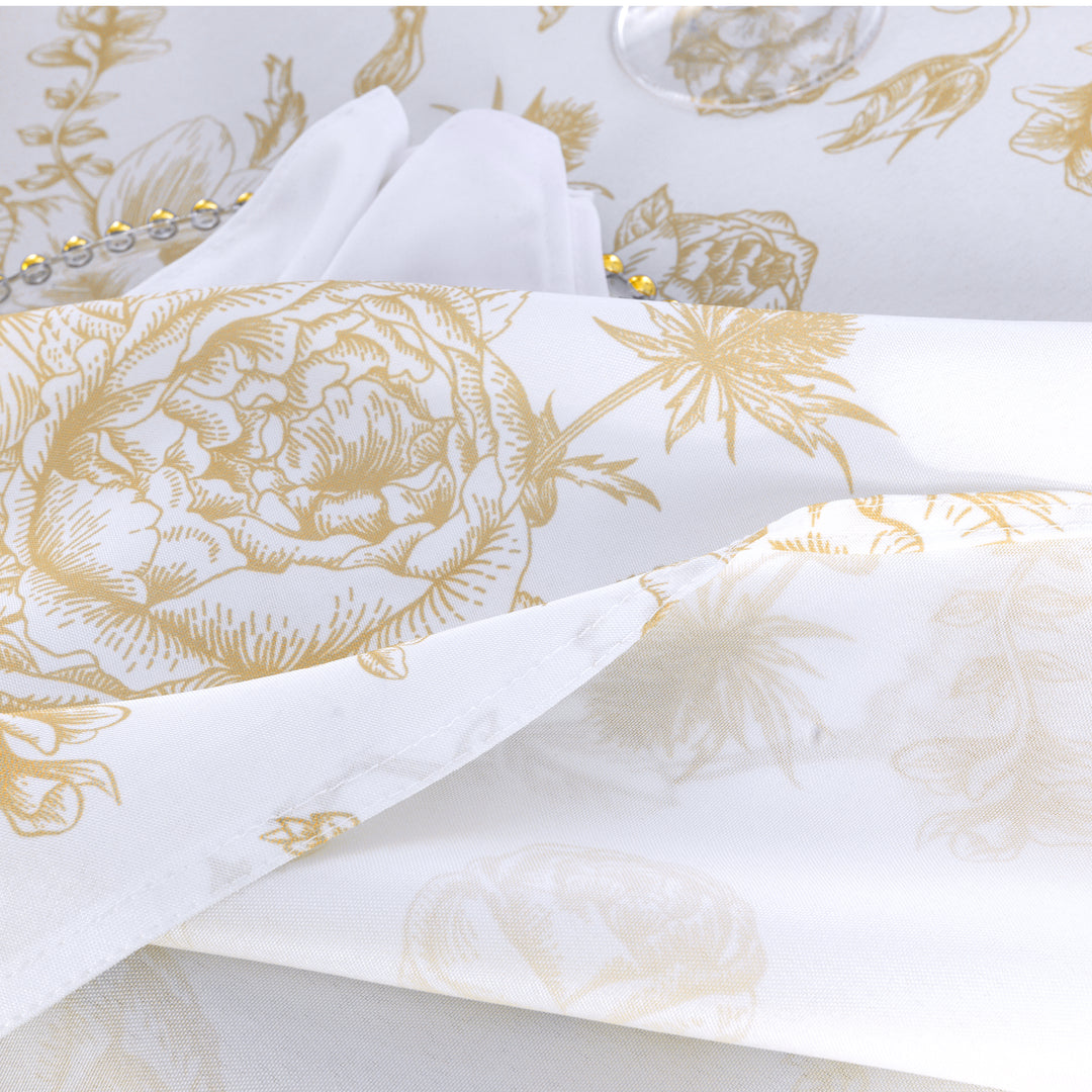 108" Seamless Round French Toile Polyester Tablecloth - Champagne (1pc)