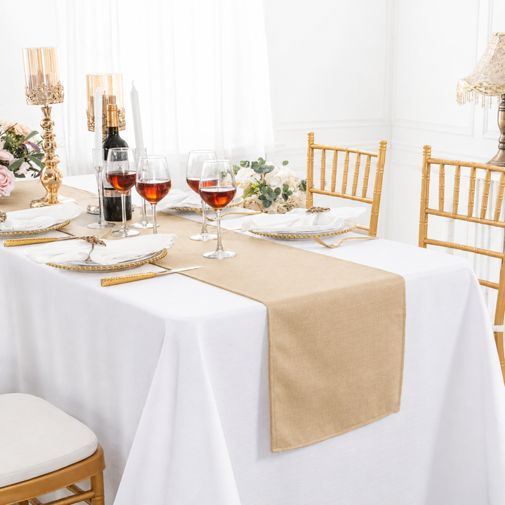 13"x108" Rustic Panama Linen Table Runners - Champagne (1pc)