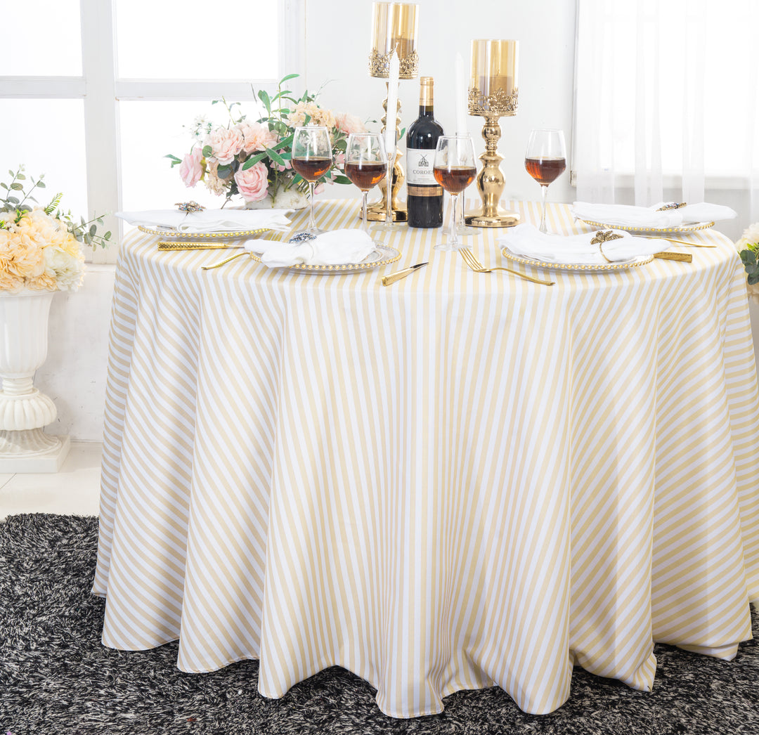 120" Seamless Round Seersucker Polyester Tablecloth - Champagne (1pc)