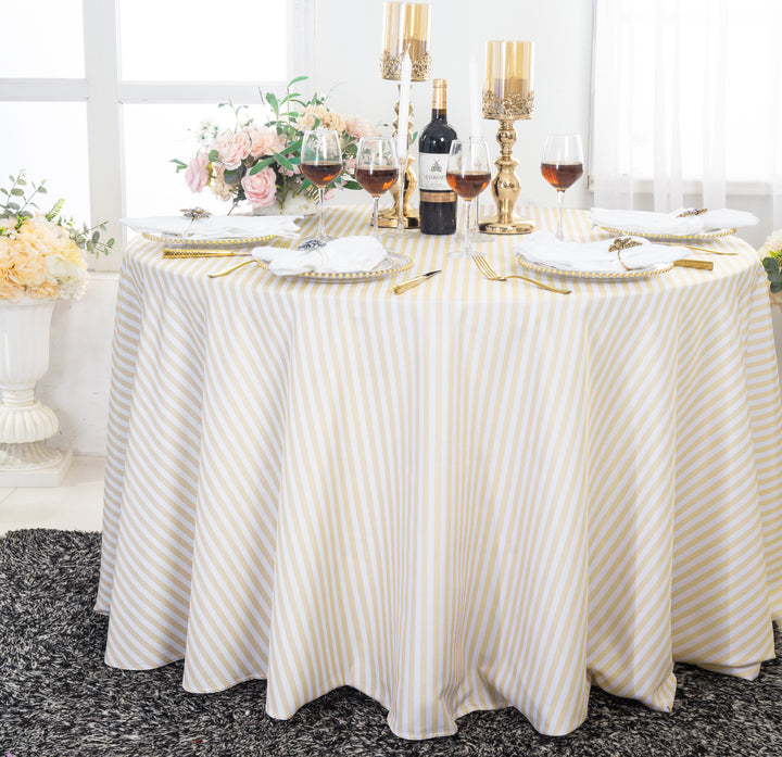 120" Seamless Round Seersucker Polyester Tablecloth - Champagne (1pc)