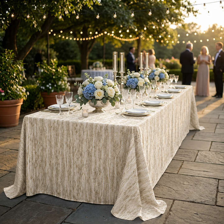 90"x132" Seamless Rectangular Galilean Jacquard Polyester Tablecloth - Champagne (1pc)