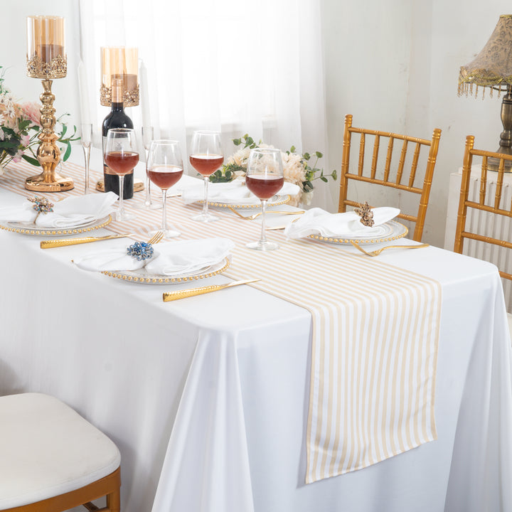 13"x108" Seersucker Polyester Table Runners - Champagne (1pc)