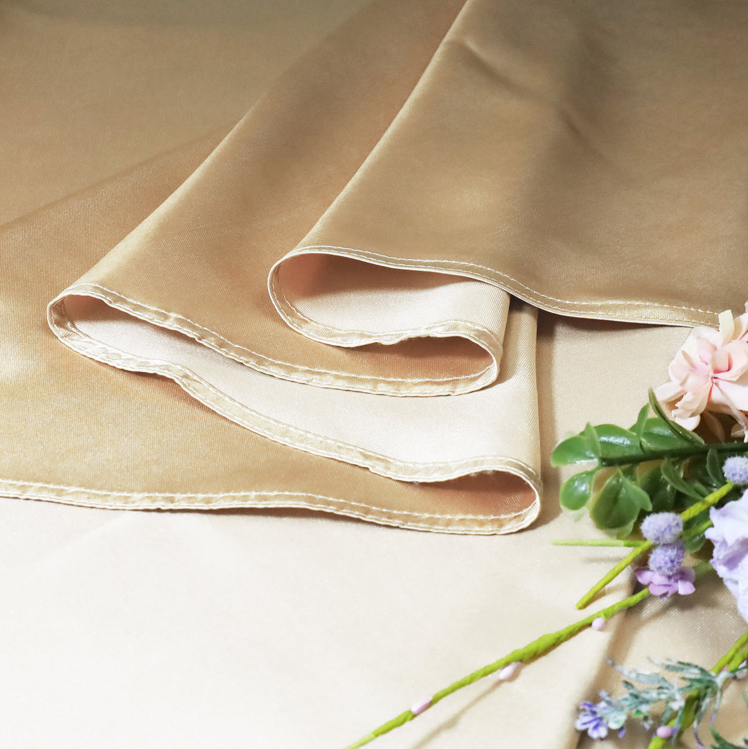 120" Seamless Round Heavy Duty Satin Tablecloth - Champagne (1pc)