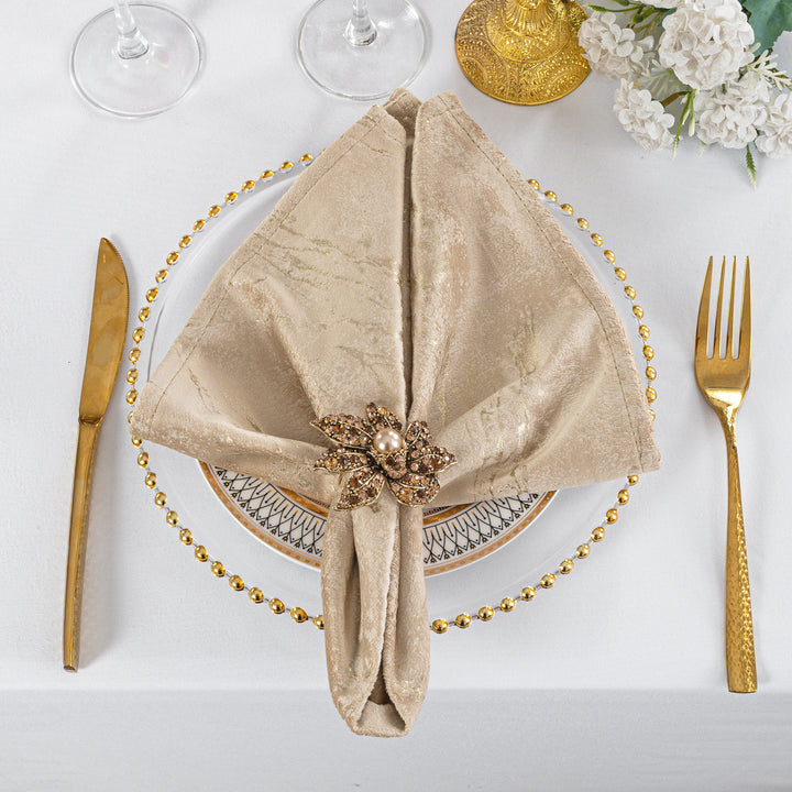 Sample 20"x20" Gilded Marble Holland Velvet Napkins - Champagne (1pc)