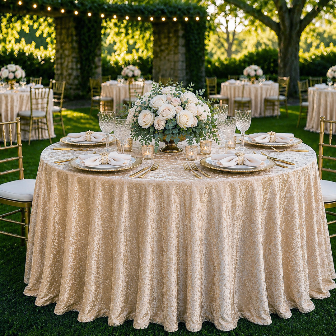 132" Round Ice Crushed Velvet (200 GSM) Tablecloth - Champagne (1pc)