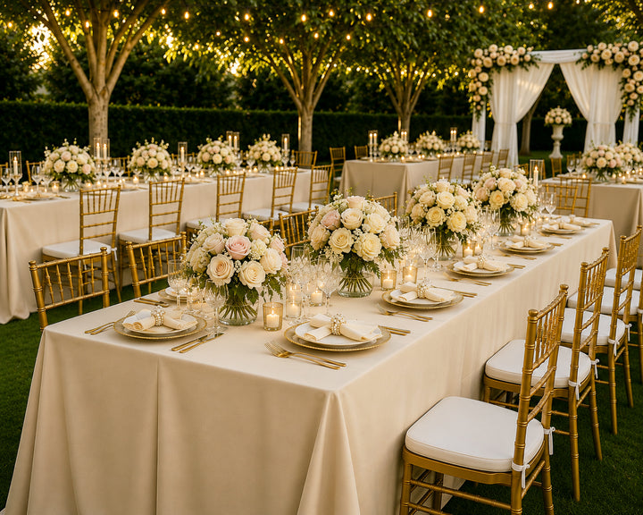 54"x96" Seamless Rectangular Scuba (Wrinkle-Free) Tablecloth - Champagne (1pc)