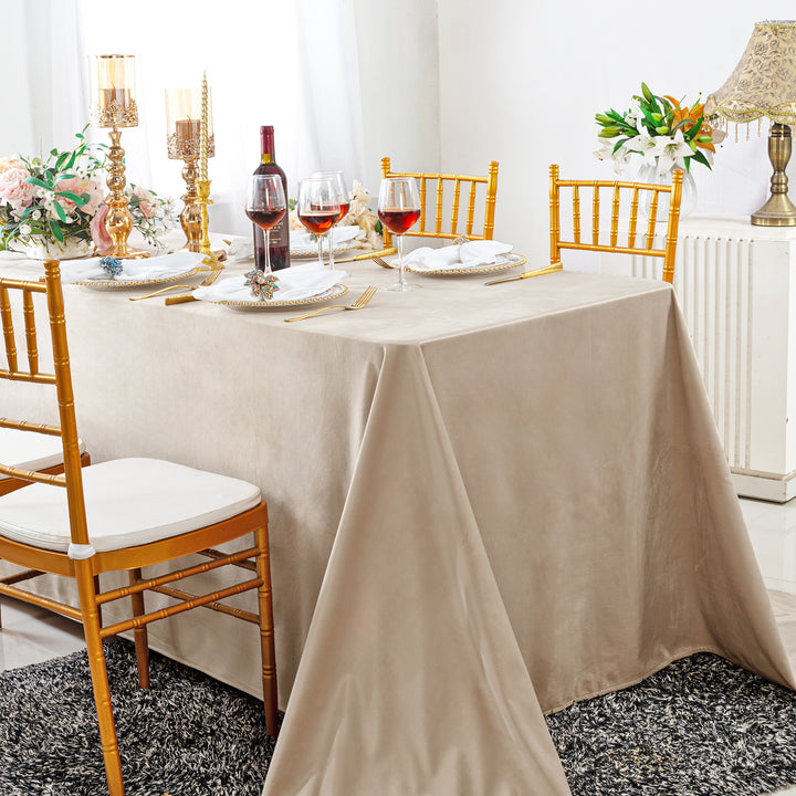 90"x156" Rectangular Seamless Holland Velvet Tablecloth - Champagne (1pc)