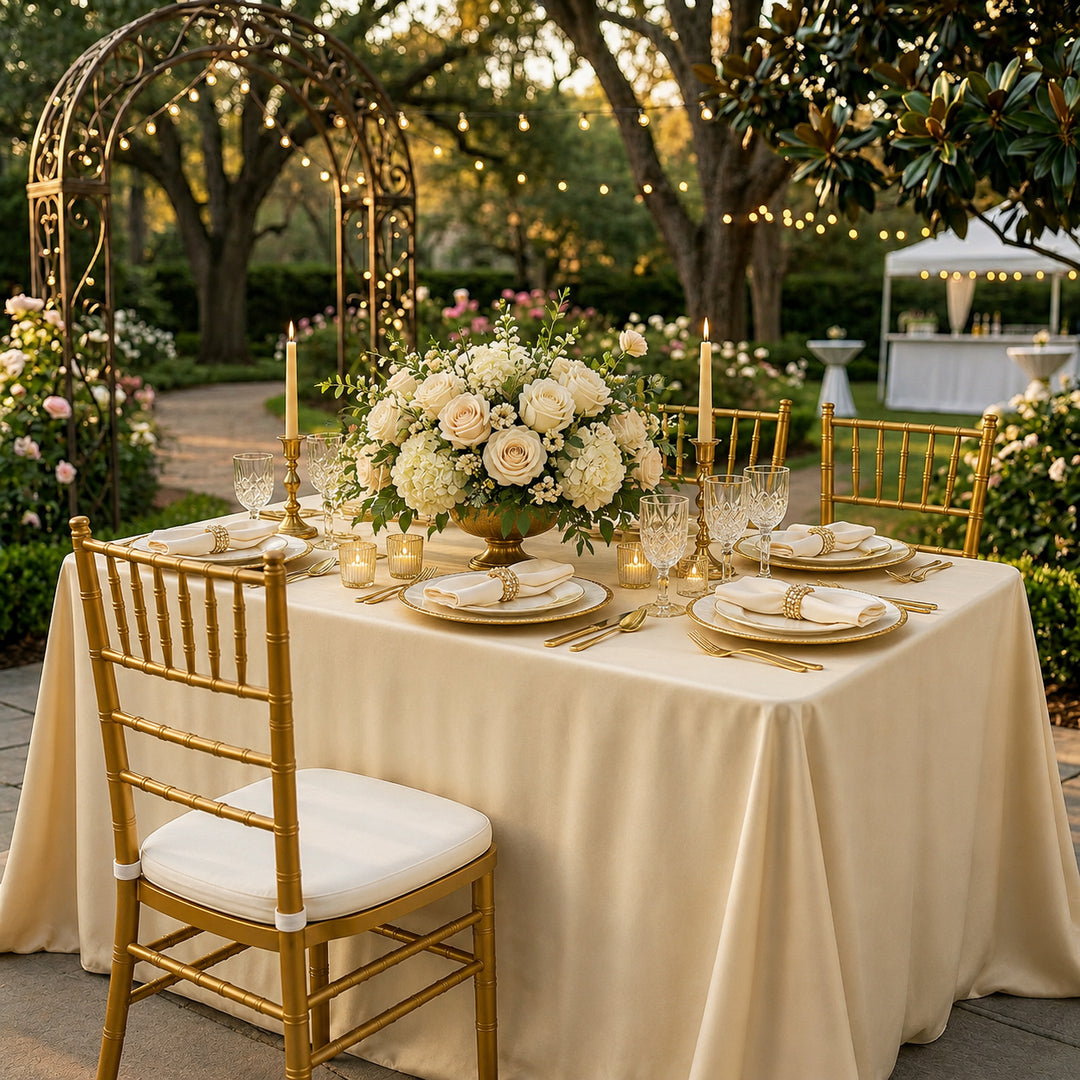 54"x96" Seamless Rectangular Scuba (Wrinkle-Free) Tablecloth - Champagne (1pc)