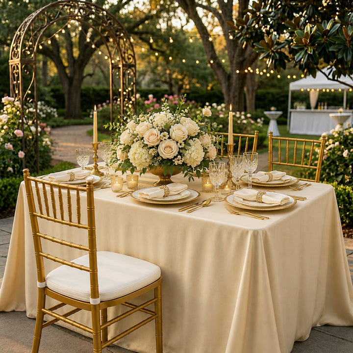 54"x96" Seamless Rectangular Scuba (Wrinkle-Free) Tablecloth - Champagne (1pc)