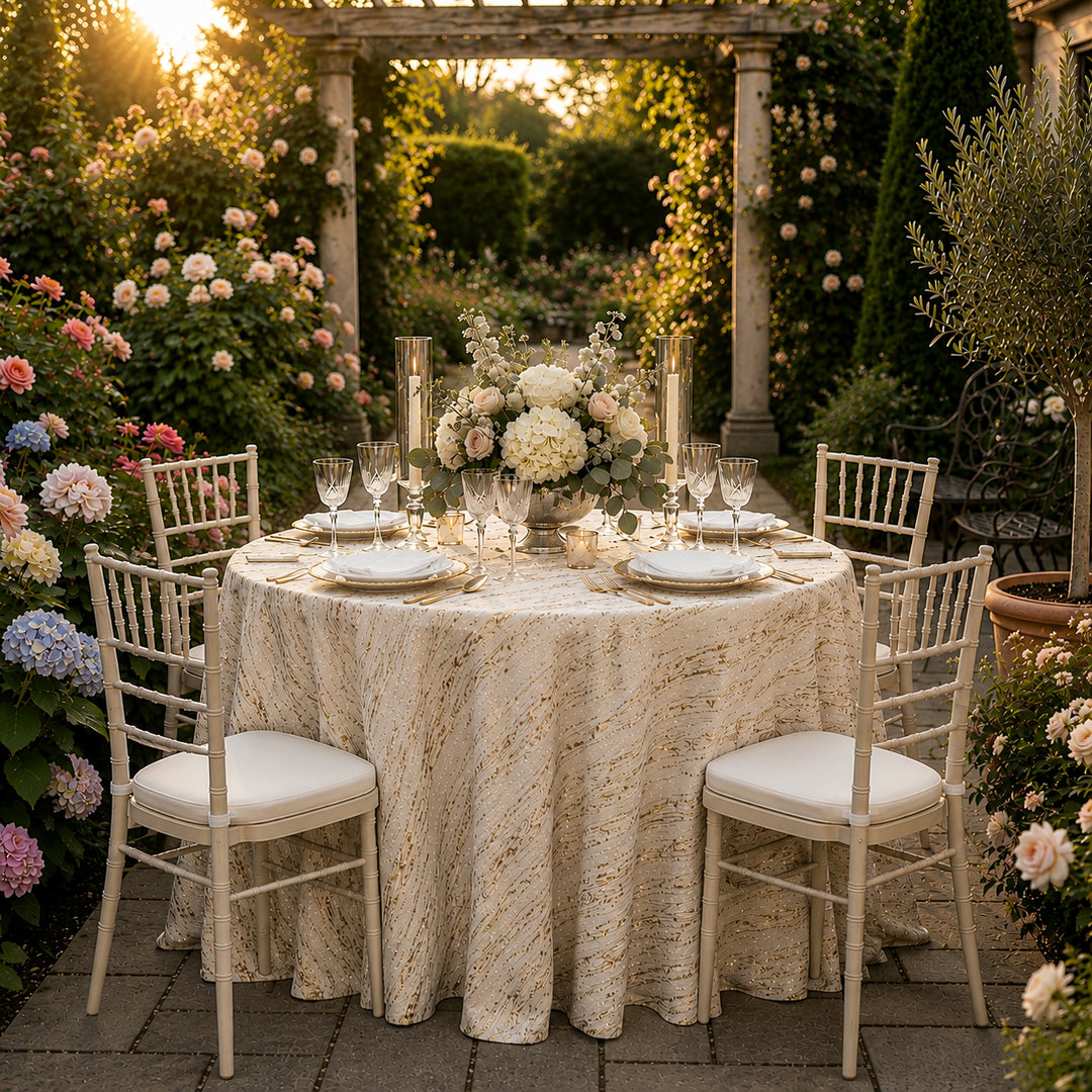 120" Seamless Round Galilean Jacquard Polyester Tablecloth - Champagne (1pc)