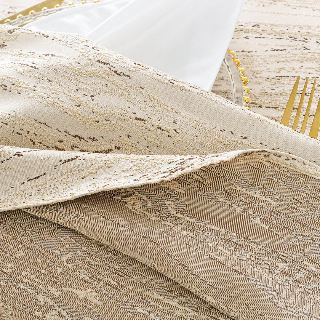 90"x132" Seamless Rectangular Galilean Jacquard Polyester Tablecloth - Champagne (1pc)