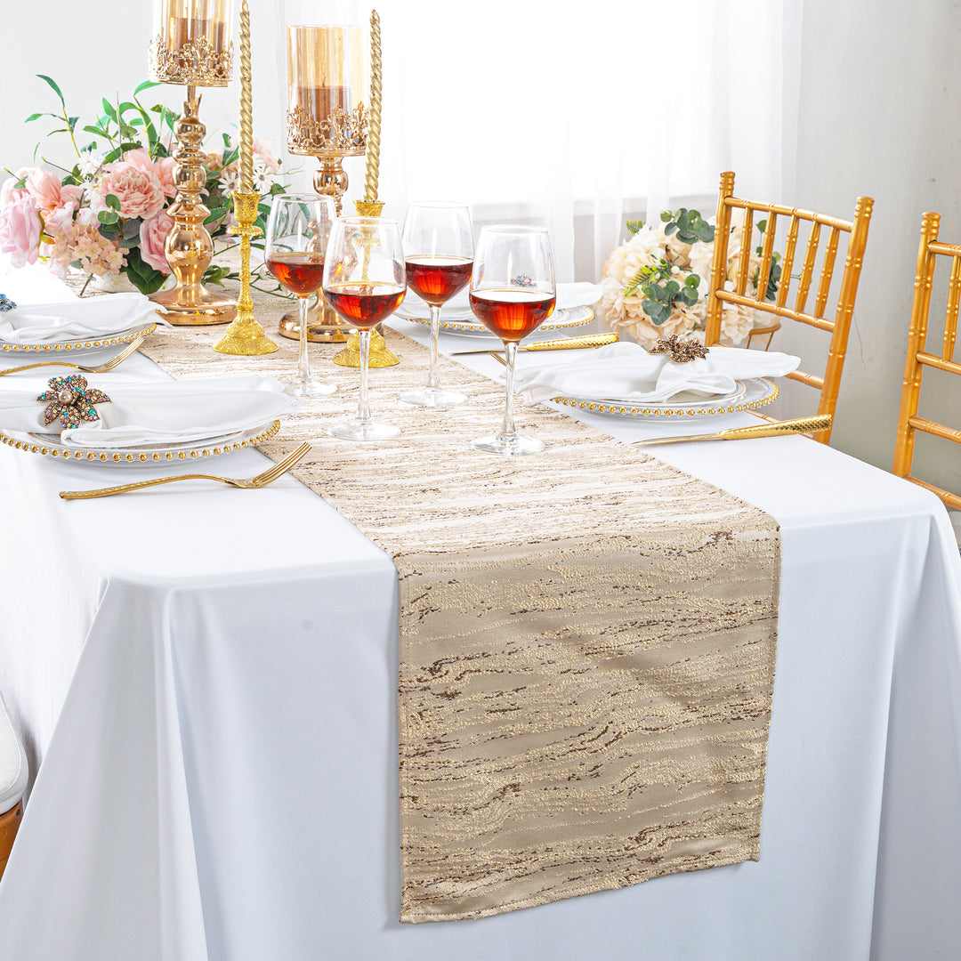 13"x108" Galilean Jacquard Polyester Table Runner - Champagne (1pc)