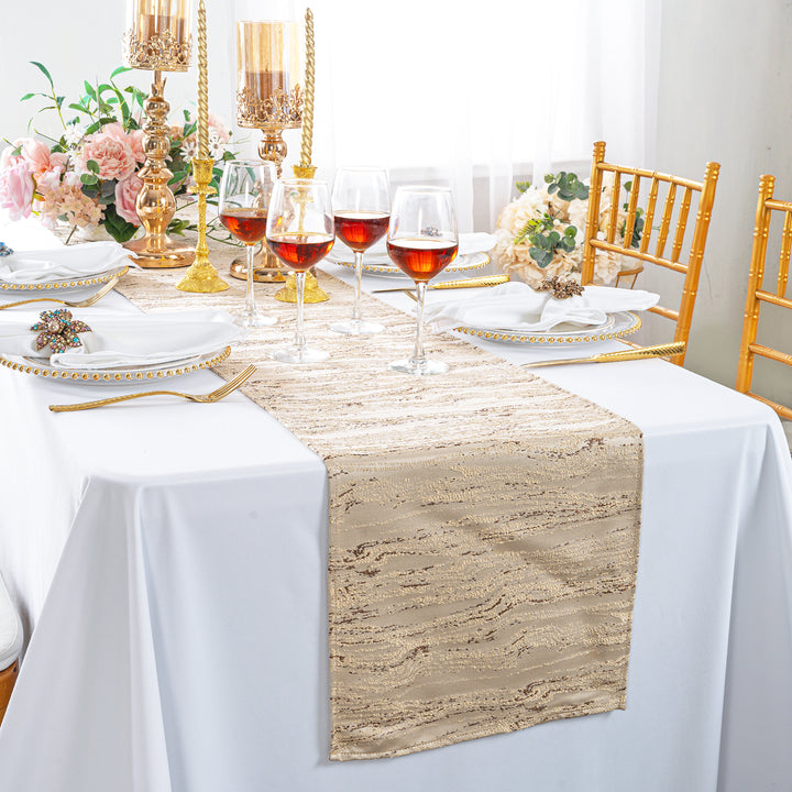 13"x108" Galilean Jacquard Polyester Table Runner - Champagne (1pc)