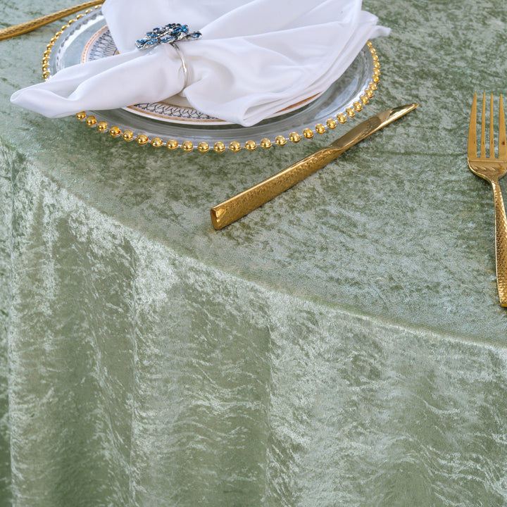 120" Round Ice Crushed Velvet (200 GSM) Tablecloth - Sage Green (1pc)