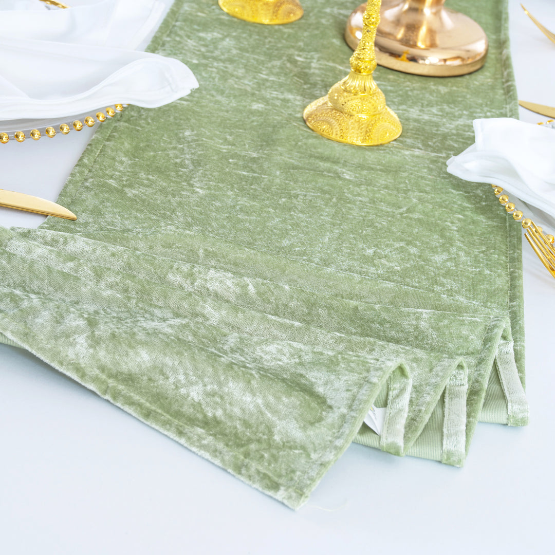 13"x108" Ice Crushed Velvet (200 GSM) Table Runner - Sage Green (1pc)