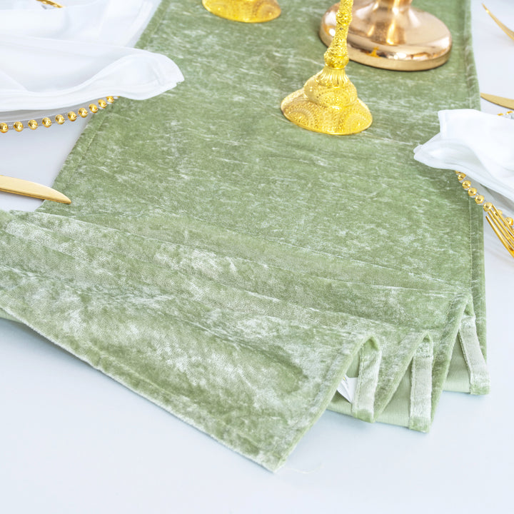 13"x108" Ice Crushed Velvet (200 GSM) Table Runner - Sage Green (1pc)