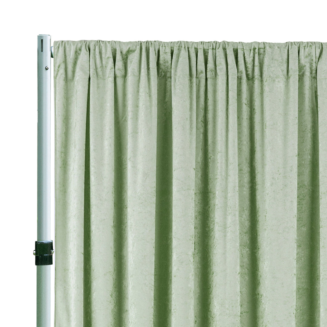 14 ft x 57" Ice Crushed Velvet (200 GSM) Event Backdrop Curtain Drape Panel - Sage Green (1pc)