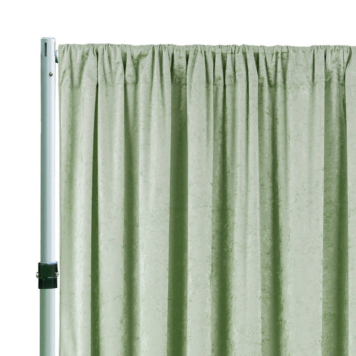14 ft x 57" Ice Crushed Velvet (200 GSM) Event Backdrop Curtain Drape Panel - Sage Green (1pc)