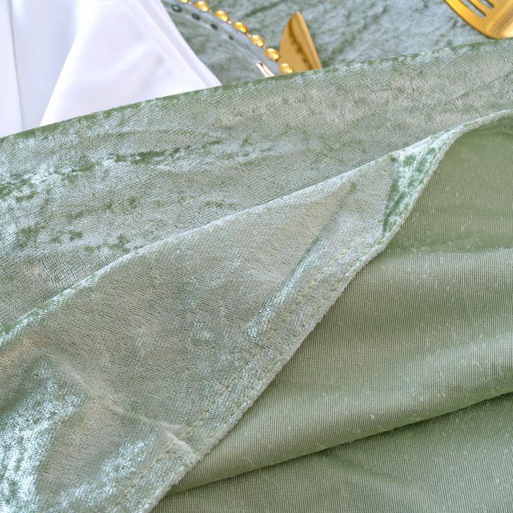 120" Round Ice Crushed Velvet (200 GSM) Tablecloth - Sage Green (1pc)