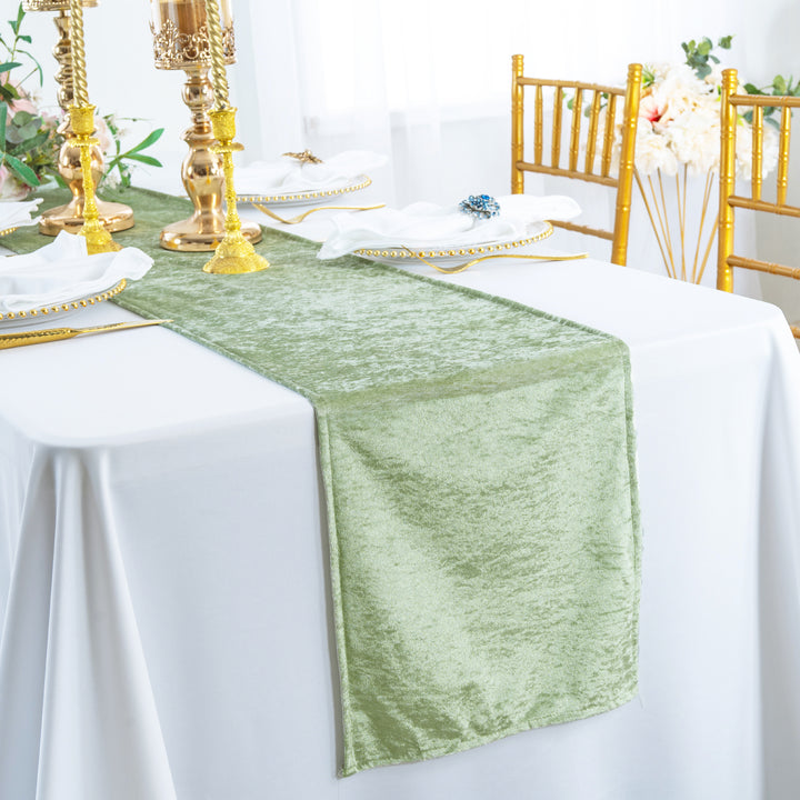 13"x108" Ice Crushed Velvet (200 GSM) Table Runner - Sage Green (1pc)