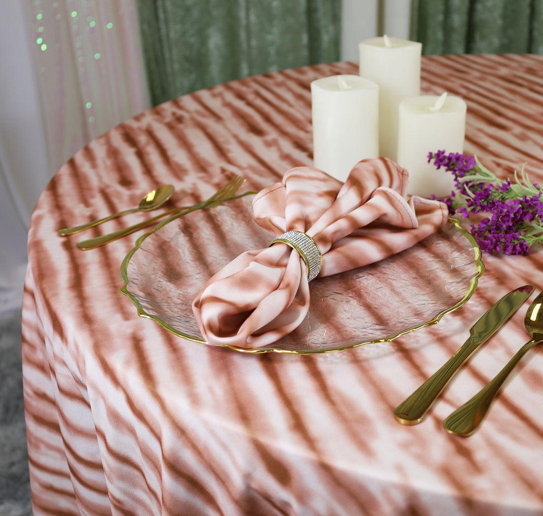 120 Inch Round Satin Rosette Tablecloth – Coral Orange, 1pc, Perfect For Wedding Decor