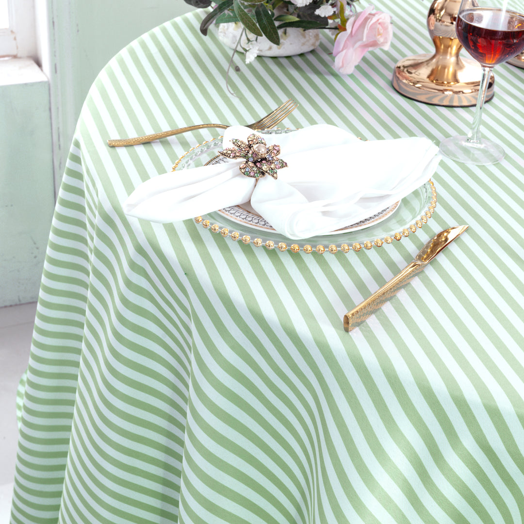 132" Round Seersucker Polyester Tablecloth - Sage Green (1pc)