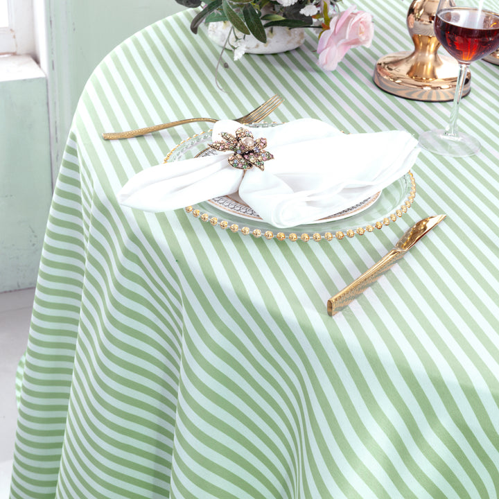 132" Round Seersucker Polyester Tablecloth - Sage Green (1pc)