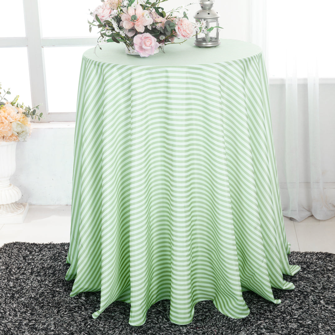 132" Round Seersucker Polyester Tablecloth - Sage Green (1pc)