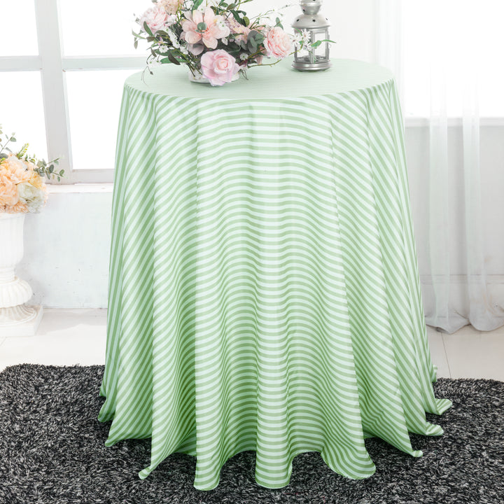 132" Round Seersucker Polyester Tablecloth - Sage Green (1pc)
