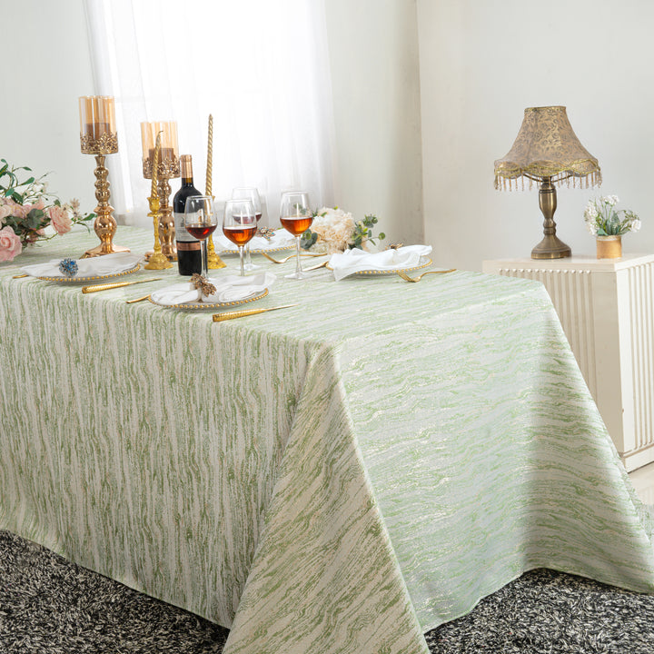 90"x132" Seamless Rectangular Galilean Jacquard Polyester Tablecloth - Sage Green (1pc)