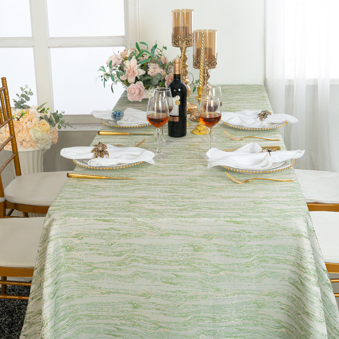 90"x132" Seamless Rectangular Galilean Jacquard Polyester Tablecloth - Sage Green (1pc)