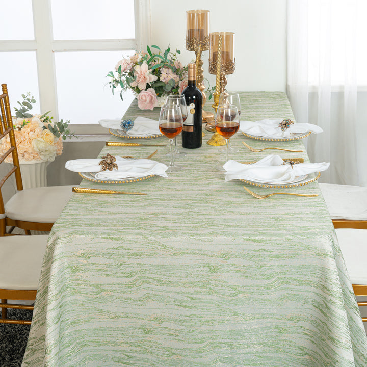 90"x132" Seamless Rectangular Galilean Jacquard Polyester Tablecloth - Sage Green (1pc)