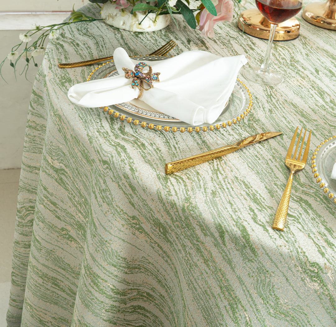 120" Seamless Round Galilean Jacquard Polyester Tablecloth - Sage Green (1pc)