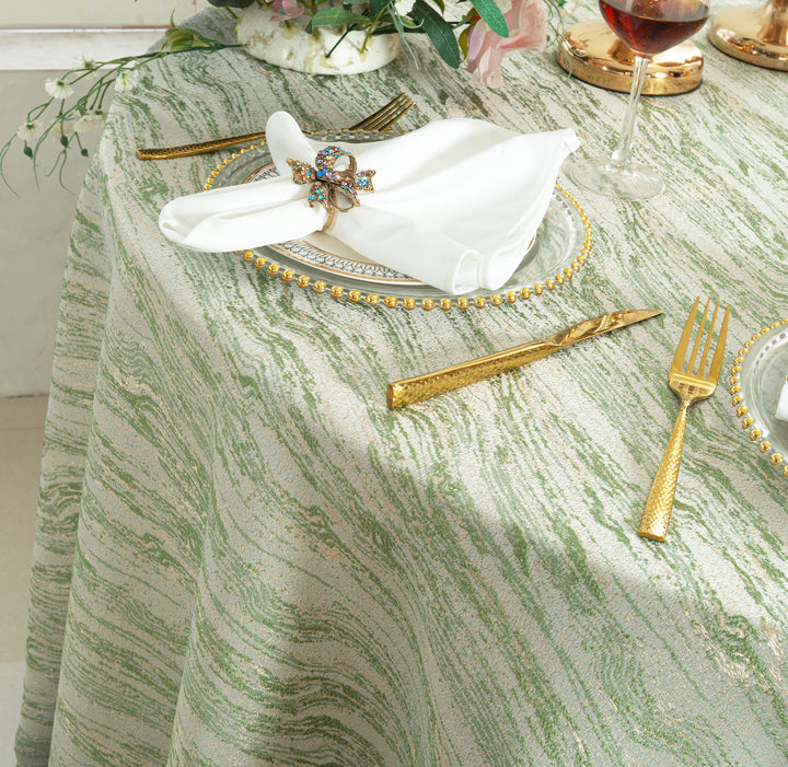 120" Seamless Round Galilean Jacquard Polyester Tablecloth - Sage Green (1pc)