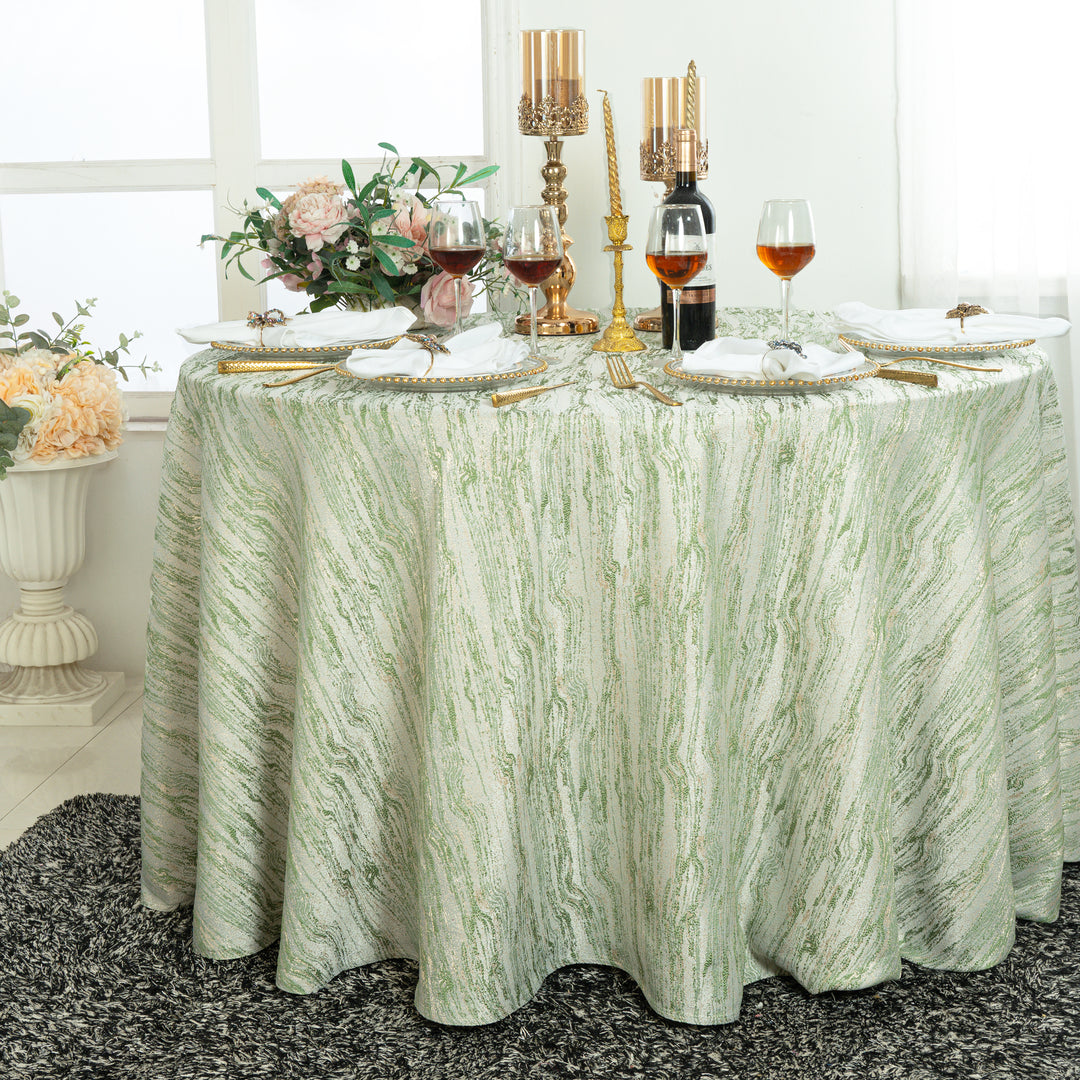 120" Seamless Round Galilean Jacquard Polyester Tablecloth - Sage Green (1pc)