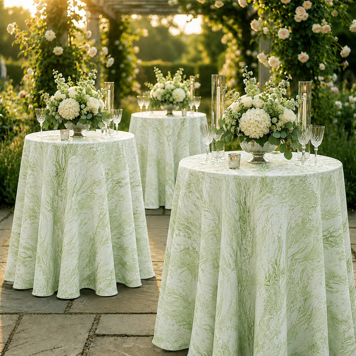 132" Round Mirage Jacquard Polyester Tablecloth - Sage Green (1pc)