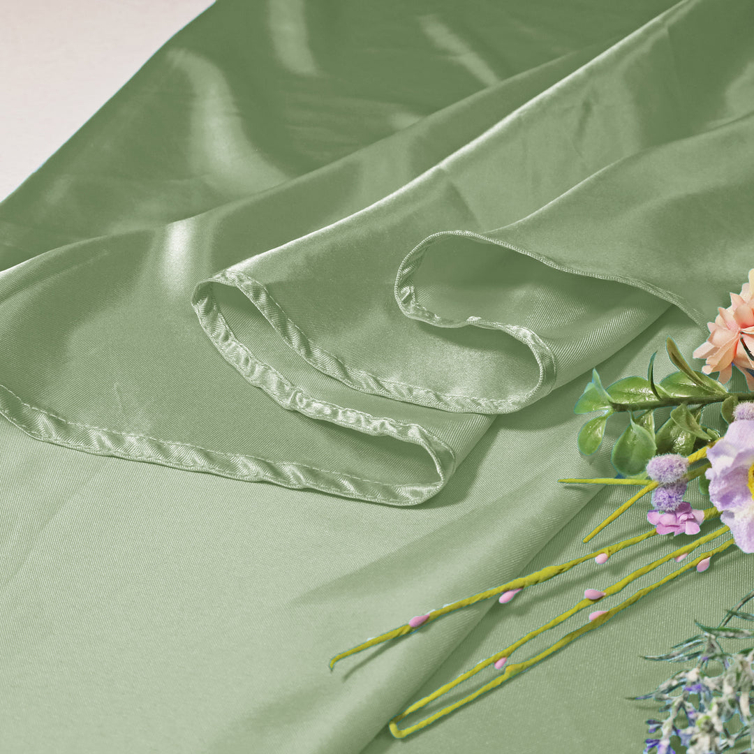 Mantel de satén resistente redondo de 132" - Blanco (1 pieza)