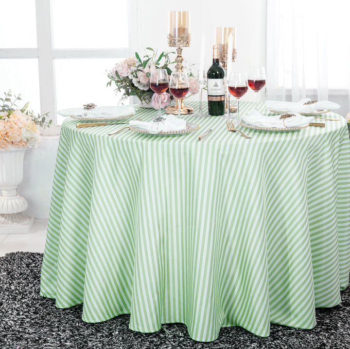 132" Round Seersucker Polyester Tablecloth - Sage Green (1pc)