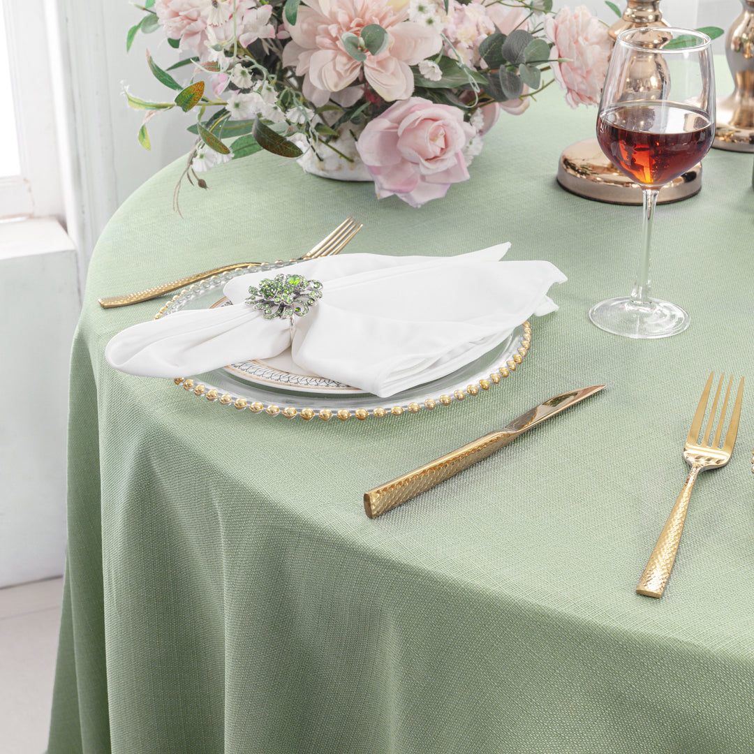 132" Round Rustic Panama Linen Tablecloth - Sage Green (1pc)