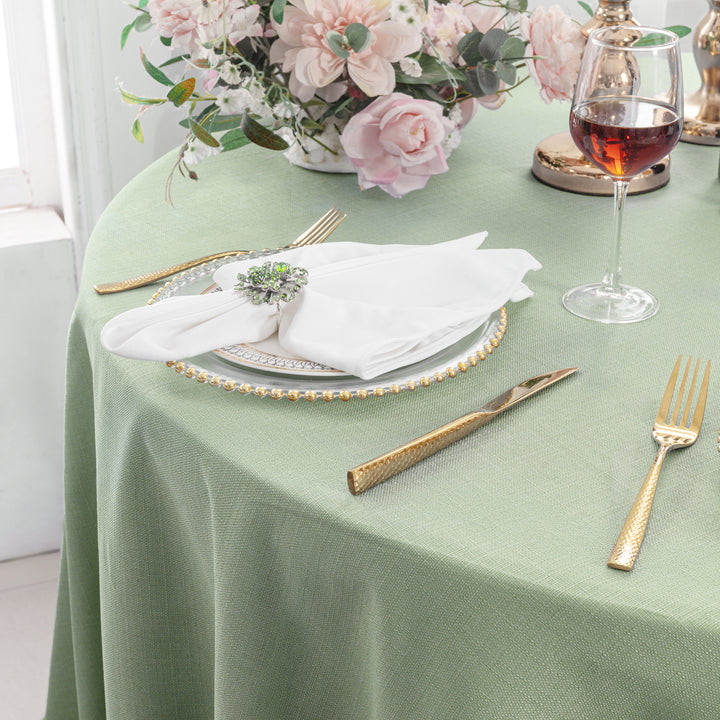 132" Round Rustic Panama Linen Tablecloth - Sage Green (1pc)