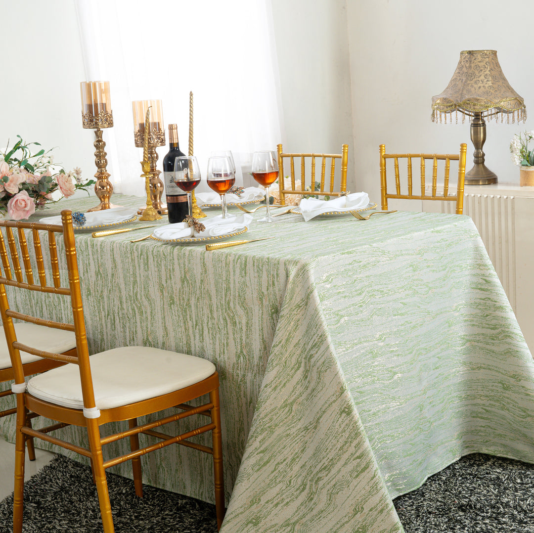 90"x132" Seamless Rectangular Galilean Jacquard Polyester Tablecloth - Sage Green (1pc)