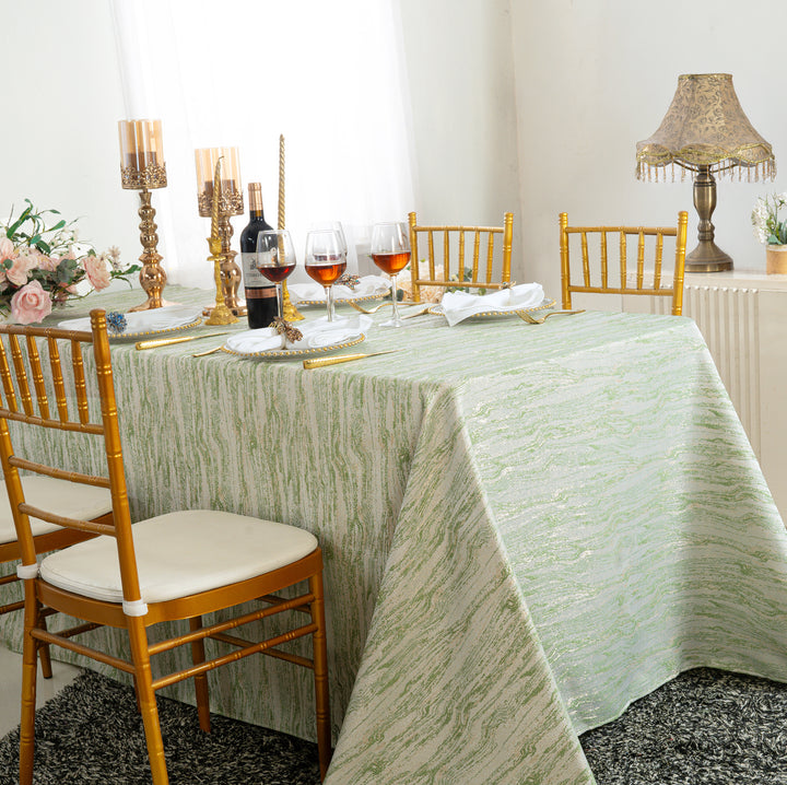 90"x132" Seamless Rectangular Galilean Jacquard Polyester Tablecloth - Sage Green (1pc)