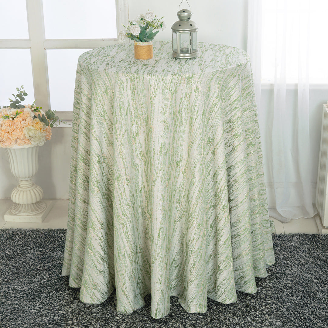 120" Seamless Round Galilean Jacquard Polyester Tablecloth - Sage Green (1pc)