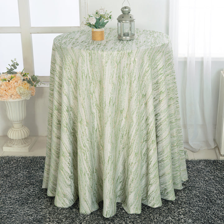 120" Seamless Round Galilean Jacquard Polyester Tablecloth - Sage Green (1pc)