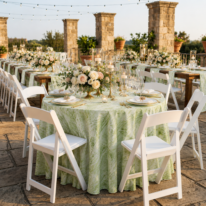 132" Round Mirage Jacquard Polyester Tablecloth - Sage Green (1pc)