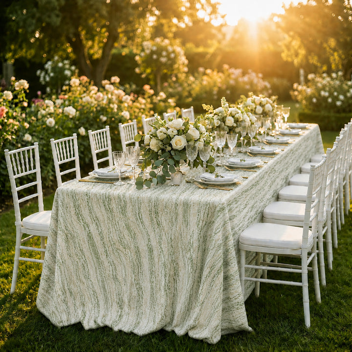 90"x156" Seamless Rectangular Galilean Jacquard Polyester Tablecloth - Sage Green (1pc)